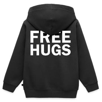 Free hugs - Sweat Premium à capuche zippé enfant bio - noir - Dos - AI Model Kid Male (0cm)