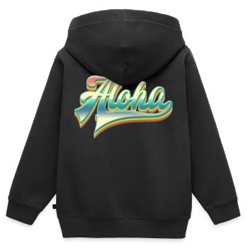 Aloha Fun Geschenk - Kinder Premium Organic Zip Hoodie - Schwarz - Hinten - AI Model Kid Male (0cm)