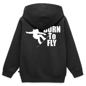 Snowboard Snowboarder - Sweat Premium à capuche zippé enfant bio - noir - Dos - AI Model Kid Male (0cm)