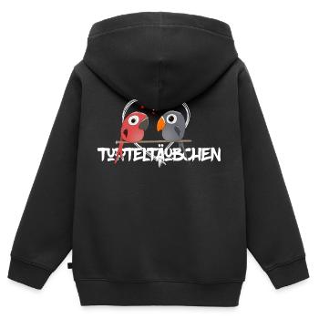 Turteltäubchen - Kinder Premium Organic Zip Hoodie - Schwarz - Hinten - AI Model Kid Male (0cm)