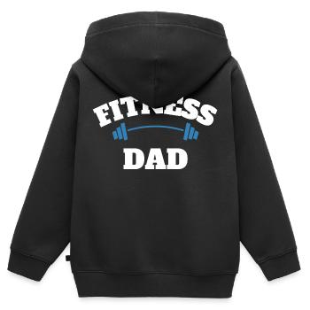 Fitness Sport Papa Haltère - Sweat Premium à capuche zippé enfant bio - noir - Dos - AI Model Kid Male (0cm)