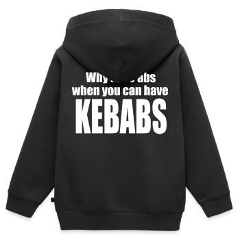 Bauchmuskeln und Kebabs - Kinder Premium Organic Zip Hoodie - Schwarz - Hinten - AI Model Kid Male (0cm)