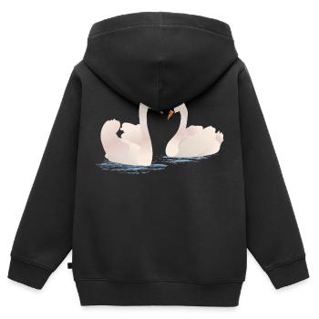 Cygnes - Sweat Premium à capuche zippé enfant bio - noir - Dos - AI Model Kid Male (0cm)