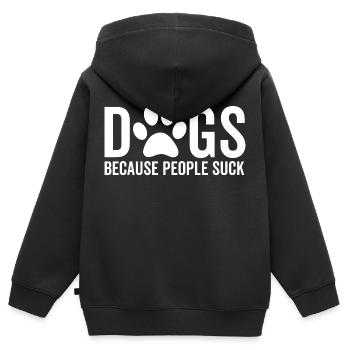 Chiens parce que les gens sont nuls - Sweat Premium à capuche zippé enfant bio - noir - Dos - AI Model Kid Male (0cm)