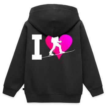 Herren Ski Touring Ski Ski Tour Ski Mountaineering - Kinder Premium Organic Zip Hoodie - Schwarz - Hinten - AI Model Kid Male (0cm)