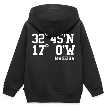 Madeira Coordonnées Île de Vacances Portugal Cadeau - Sweat Premium à capuche zippé enfant bio - noir - Dos - AI Model Kid Male (0cm)