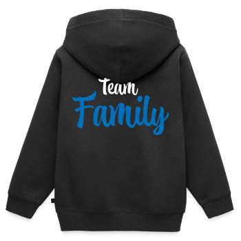 Famille de l’équipe - Sweat Premium à capuche zippé enfant bio - noir - Dos - AI Model Kid Male (0cm)