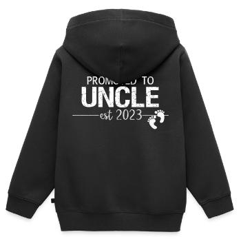 promoted to uncle 2023 - Kids Premium Organic Zip-up Hoodie - black - Back - AI Model Kid Male (0cm)