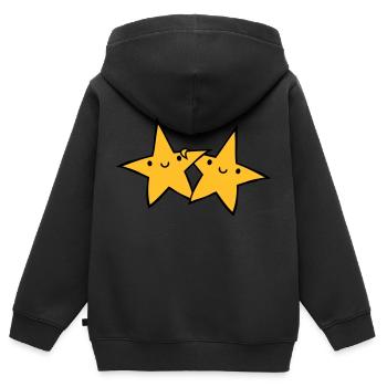 2 paires d’astérisques - Sweat Premium à capuche zippé enfant bio - noir - Dos - AI Model Kid Male (0cm)