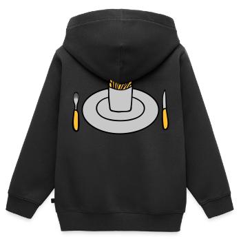 Teller Pommes Frites - Kinder Premium Organic Zip Hoodie - Schwarz - Hinten - AI Model Kid Male (0cm)