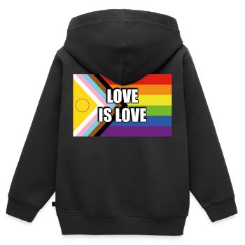 Intersex Inclusive Pride Progress Pride Flag - Kids Premium Organic Zip-up Hoodie - black - Back - AI Model Kid Male (0cm)
