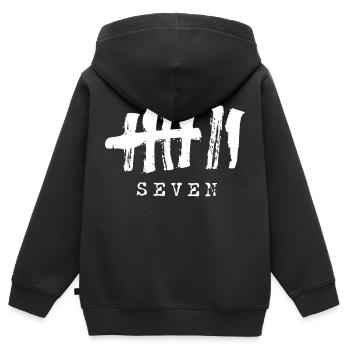Sept d’un seul coup - Sweat Premium à capuche zippé enfant bio - noir - Dos - AI Model Kid Male (0cm)