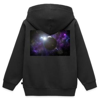 Le soleil brille et la terre - Sweat Premium à capuche zippé enfant bio - noir - Dos - AI Model Kid Male (0cm)