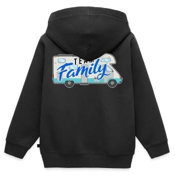 équipe famille camping chien sport cadeau camping - Sweat Premium à capuche zippé enfant bio - noir - Dos - AI Model Kid Male (0cm)