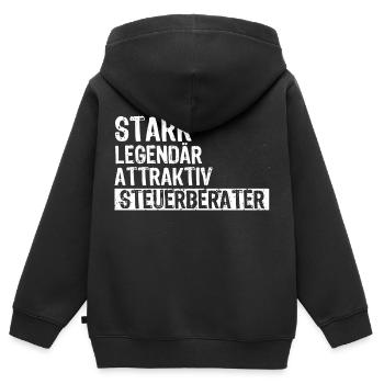Steuerberater Spruch STARK LEGENDÄR ATTRAKTIV STEU - Kinder Premium Organic Zip Hoodie - Schwarz - Hinten - AI Model Kid Male (0cm)