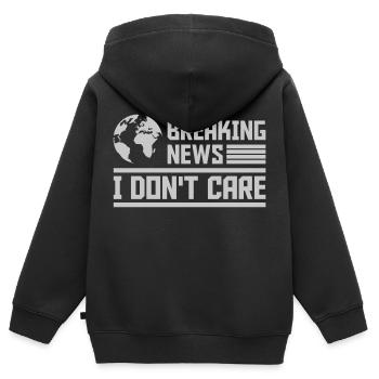 Breaking news don't care - Kinder Premium Organic Zip Hoodie - Schwarz - Hinten - AI Model Kid Male (0cm)