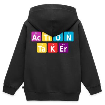 Action taker - Kinder Premium Organic Zip Hoodie - Schwarz - Hinten - AI Model Kid Male (0cm)