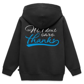 Hi I dont care - Kinder Premium Organic Zip Hoodie - Schwarz - Hinten - AI Model Kid Male (0cm)