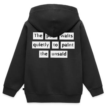 Der Dichter wartet leise... - Kinder Premium Organic Zip Hoodie - Schwarz - Hinten - AI Model Kid Male (0cm)