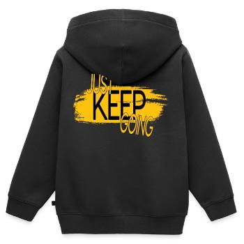 CONTINUEZ SIMPLEMENT - Sweat Premium à capuche zippé enfant bio - noir - Dos - AI Model Kid Male (0cm)