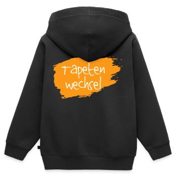 Tapetenwechsel orange - Kinder Premium Organic Zip Hoodie - Schwarz - Hinten - AI Model Kid Male (0cm)