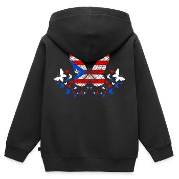 Puerto Rico Puerto Rican Boricua Butterflies - Kinder Premium Organic Zip Hoodie - Schwarz - Hinten - AI Model Kid Male (0cm)