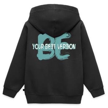 Sei die beste Version von dir selbst - Kinder Premium Organic Zip Hoodie - Schwarz - Hinten - AI Model Kid Male (0cm)