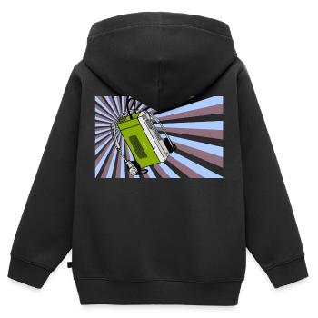 Walkman, retro, nerd, vintage, old school - Kinder Premium Organic Zip Hoodie - Schwarz - Hinten - AI Model Kid Male (0cm)