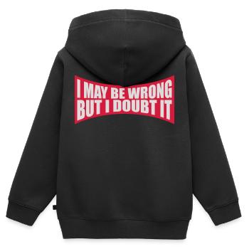 I may be wrong - Kids Premium Organic Zip-up Hoodie - black - Back - AI Model Kid Male (0cm)