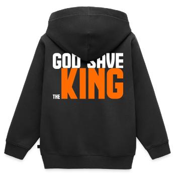 Möge Gott den König retten - Kinder Premium Organic Zip Hoodie - Schwarz - Hinten - AI Model Kid Male (0cm)