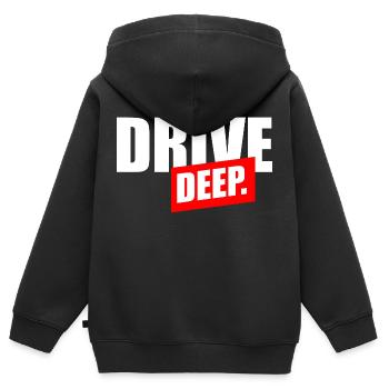 Drive Deep - Kinder Premium Organic Zip Hoodie - Schwarz - Hinten - AI Model Kid Male (0cm)