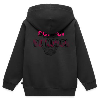 Sorry Du Model - Kinder Premium Organic Zip Hoodie - Schwarz - Hinten - AI Model Kid Male (0cm)