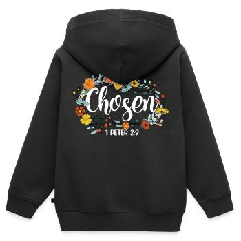 Église Religion Catholique Catholique Jésus-Christ - Sweat Premium à capuche zippé enfant bio - noir - Dos - AI Model Kid Male (0cm)