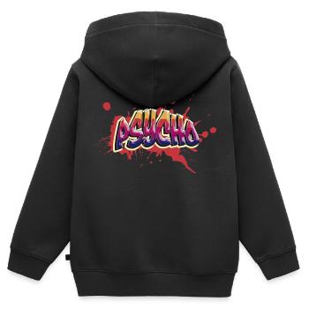 Psycho Graffiti. Art urbain. - Sweat Premium à capuche zippé enfant bio - noir - Dos - AI Model Kid Male (0cm)