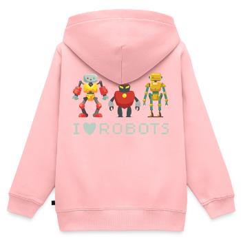 I Love Robots Three Androids Cute - Kids Premium Organic Zip-up Hoodie - rose - Back - AI Model Kid Female (0cm)