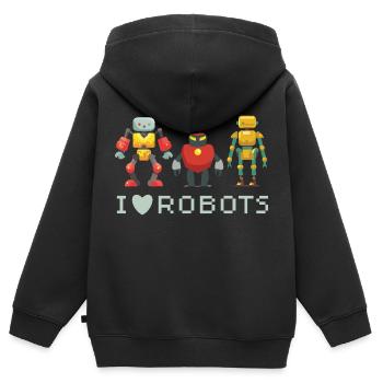 I Love Robots Three Androids Cute - Kids Premium Organic Zip-up Hoodie - black - Back - AI Model Kid Male (0cm)