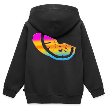 Frais frais doux nature frais fruits d’été frais - Sweat Premium à capuche zippé enfant bio - noir - Dos - AI Model Kid Male (0cm)