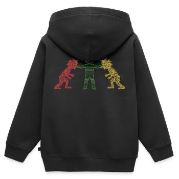 Résolution de conflit - Sweat Premium à capuche zippé enfant bio - noir - Dos - AI Model Kid Male (0cm)