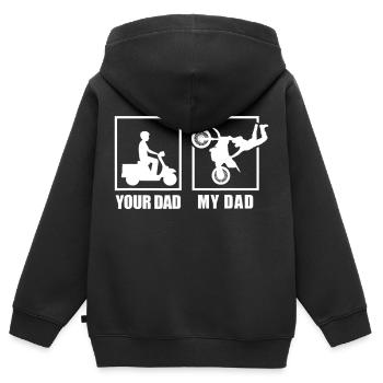 Ton père Mon père Drôle - Sweat Premium à capuche zippé enfant bio - noir - Dos - AI Model Kid Male (0cm)