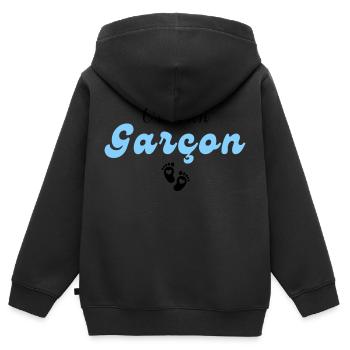 C'est un garçon-annonce grossesse - Sweat Premium à capuche zippé enfant bio - noir - Dos - AI Model Kid Male (0cm)