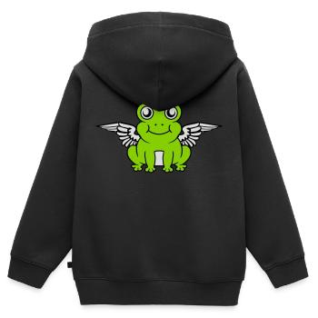 Heiligenschein Flügel Frosch Engel - Kinder Premium Organic Zip Hoodie - Schwarz - Hinten - AI Model Kid Male (0cm)