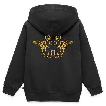 Flügel Heiligenschein Frosch Engel - Kinder Premium Organic Zip Hoodie - Schwarz - Hinten - AI Model Kid Male (0cm)