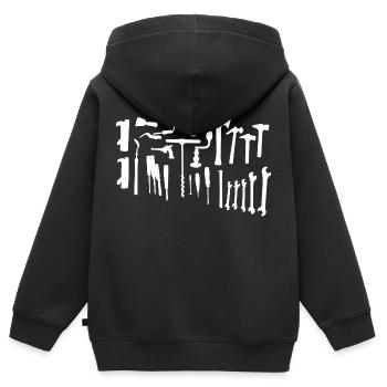 Werkzeug - Kinder Premium Organic Zip Hoodie - Schwarz - Hinten - AI Model Kid Male (0cm)