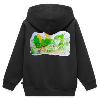 Gurkenhaus Märchen T-Shirt - Kinder Premium Organic Zip Hoodie - Schwarz - Hinten - AI Model Kid Male (0cm)