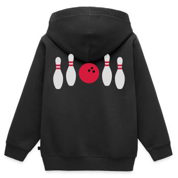 Entre les deux ne pas frapper le bowling - Sweat Premium à capuche zippé enfant bio - noir - Dos - AI Model Kid Male (0cm)