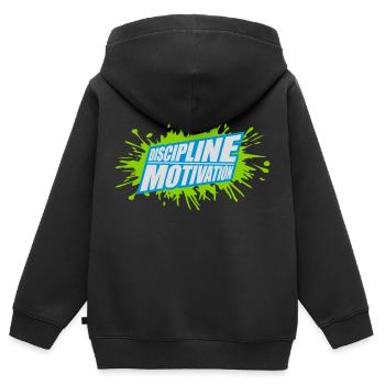 Citation de discipline sur la motivation - Sweat Premium à capuche zippé enfant bio - noir - Dos - AI Model Kid Male (0cm)