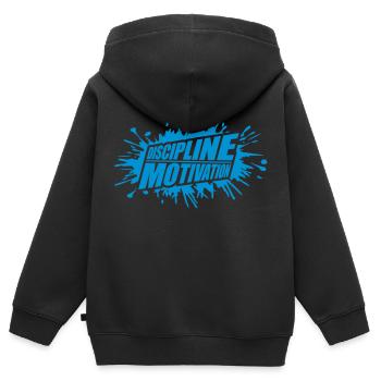 Citation de discipline sur la motivation - Sweat Premium à capuche zippé enfant bio - noir - Dos - AI Model Kid Male (0cm)