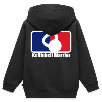 Kettlebell Warrior T shirt Design - Sweat Premium à capuche zippé enfant bio - noir - Dos - AI Model Kid Male (0cm)