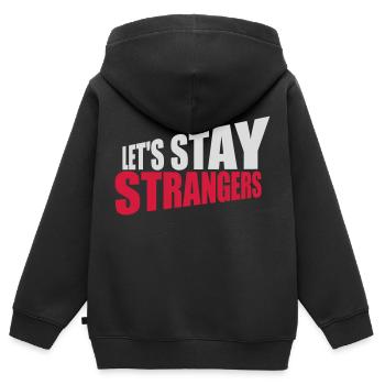 Citation Restons Strangers - Sweat Premium à capuche zippé enfant bio - noir - Dos - AI Model Kid Male (0cm)