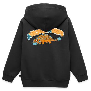Ankylosaure - Sweat Premium à capuche zippé enfant bio - noir - Dos - AI Model Kid Male (0cm)
